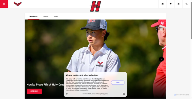 Security scan screenshot of https://hartfordhawks.com/