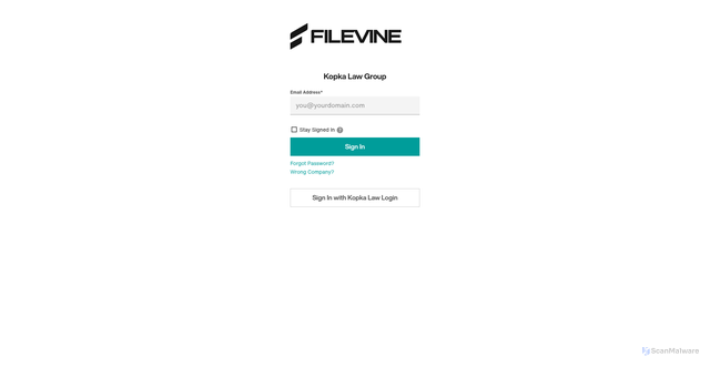 Security scan screenshot of https://kopkalaw.filevineapp.com