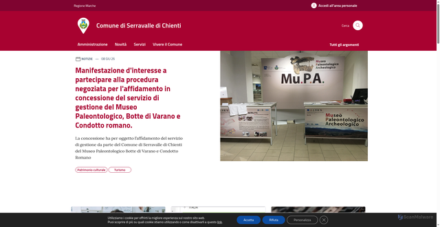 Security scan screenshot of https://www.comune.serravalledichienti.mc.it