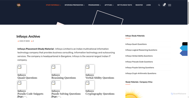 Security scan screenshot of https://codeofgeeks.com/infosys-archive/