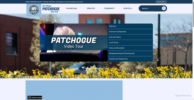 Security scan screenshot of https://patchoguevillage.gov/
