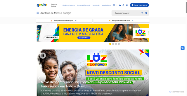 Security scan screenshot of https://www.mme.gov.br/