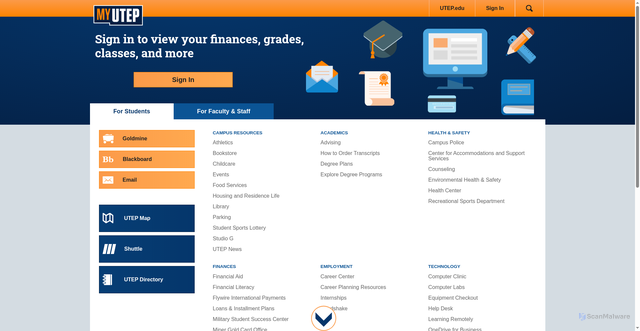 Security scan screenshot of https://my.utep.edu/