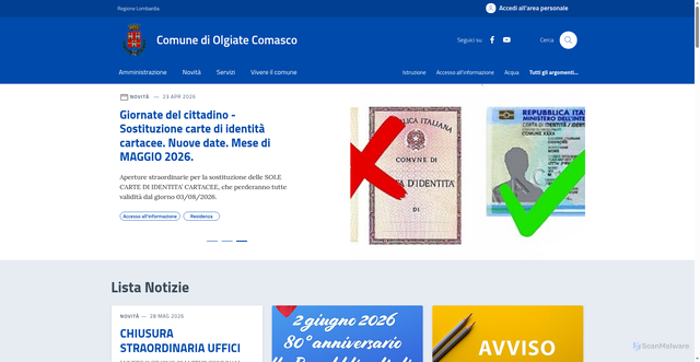 Security scan screenshot of https://www.comune.olgiate-comasco.co.it