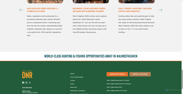 Security scan screenshot of https://wvdnr.gov/