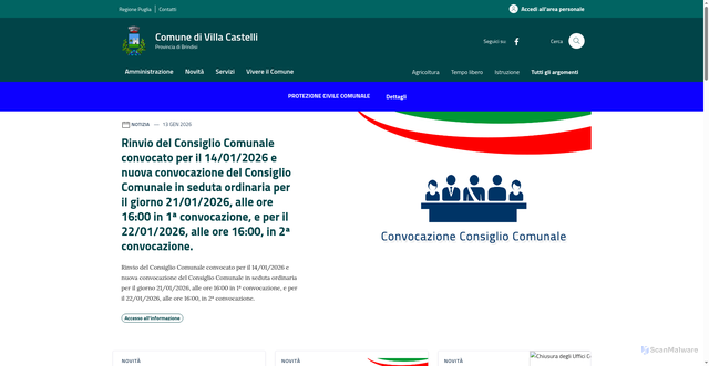 Security scan screenshot of https://comune.villacastelli.br.it/