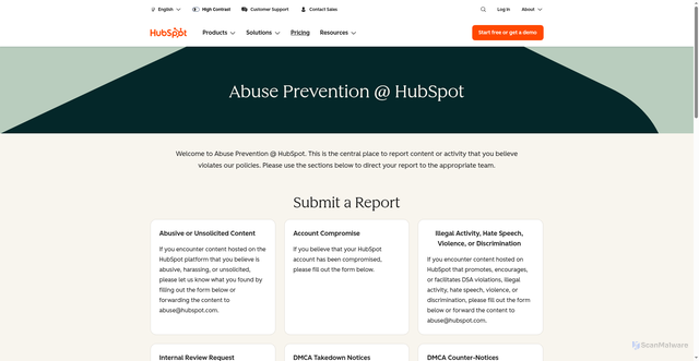 Security scan screenshot of https://hs-7682654.f.hubspotemail.net