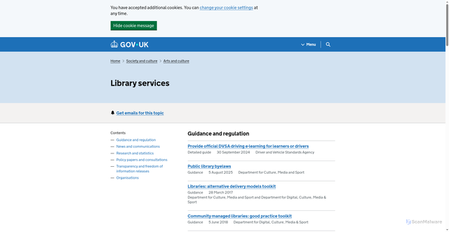 Security scan screenshot of http://www.culture.gov.uk/what_we_do/libraries/3408.aspx