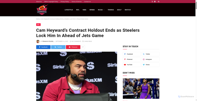 Security scan screenshot of https://unionredskinsfootball.com/cam-heywards-contract-holdout-ends-as-steelers-lock-him-in-ahead-of-jets-game/