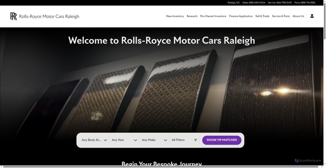 Security scan screenshot of https://www.rollsroycemotorcarsraleigh.com