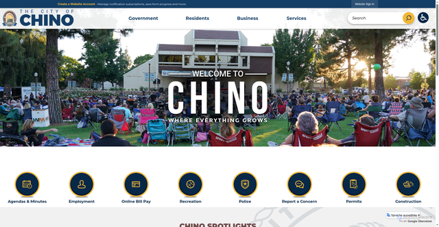 Security scan screenshot of https://www.cityofchino.org/