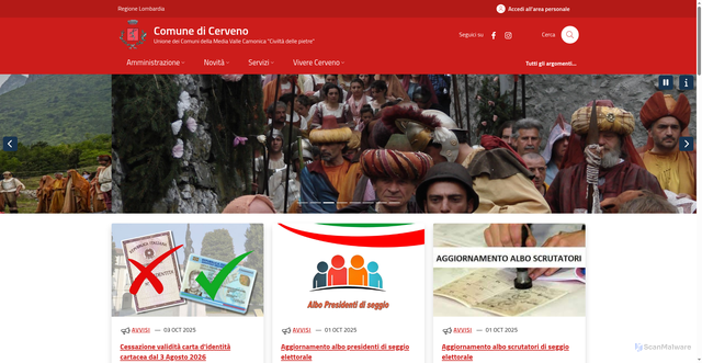 Security scan screenshot of https://www.comune.cerveno.bs.it/