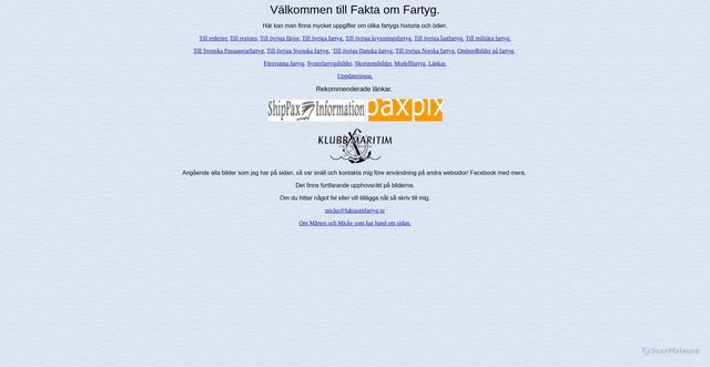 Security scan screenshot of https://www.faktaomfartyg.se