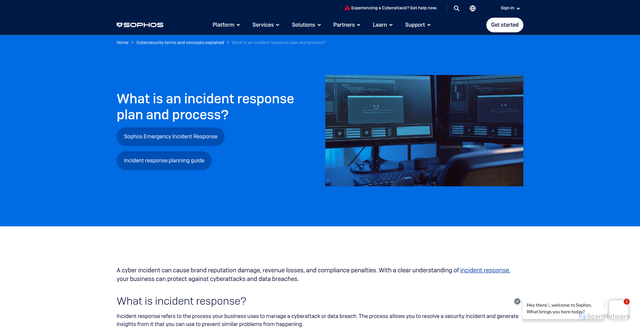Security scan screenshot of https://www.sophos.com/en-us/cybersecurity-explained/about-incident-response-services