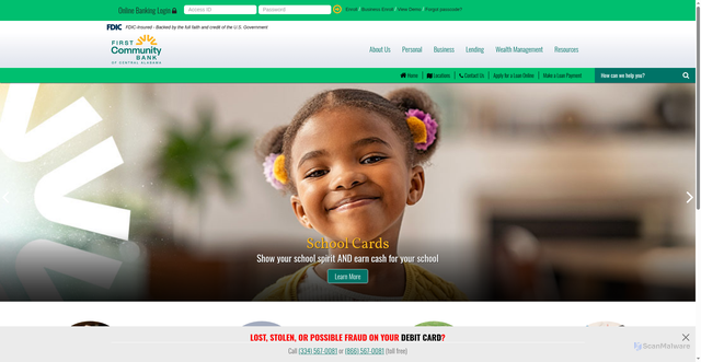 Security scan screenshot of https://www.fcbca.com/