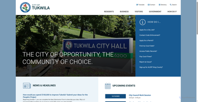 Security scan screenshot of https://www.tukwilawa.gov/