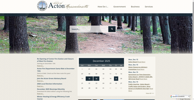 Security scan screenshot of https://acton-ma.gov/