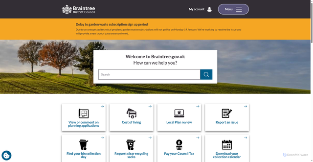 Security scan screenshot of https://www.braintree.gov.uk:443/