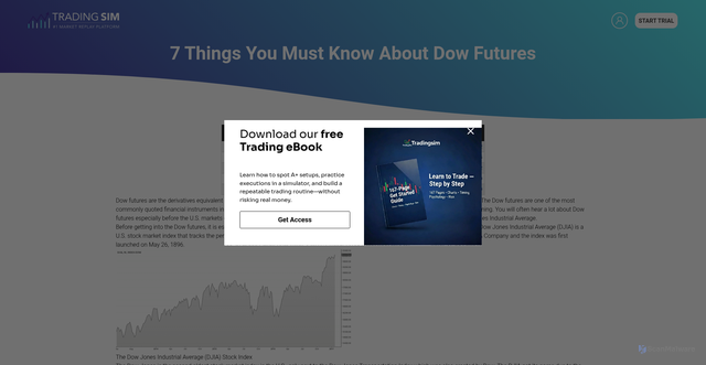 Security scan screenshot of https://app.tradingsim.com/blog/7-things-must-know-dow-futures/
