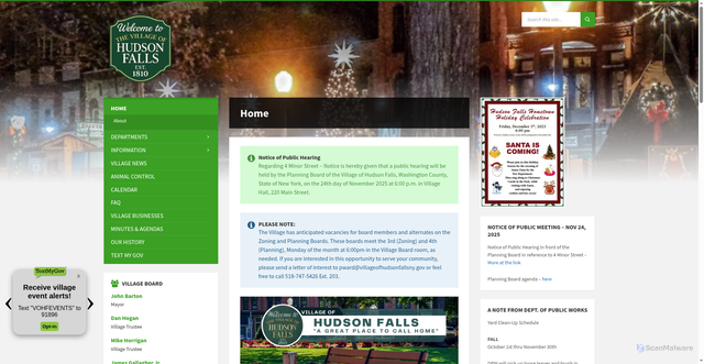 Security scan screenshot of https://villageofhudsonfallsny.gov/