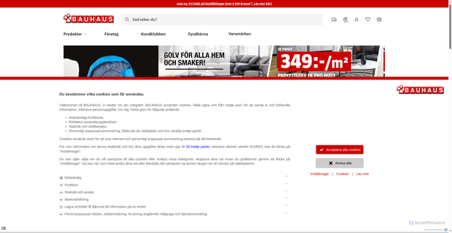 Security scan screenshot of https://bauhaus.se