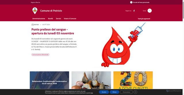 Security scan screenshot of https://www.comune.petriolo.mc.it/