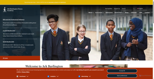 Security scan screenshot of https://burlingtondanes.org/