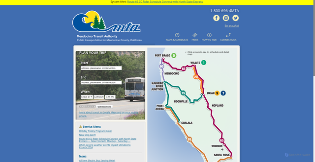 Security scan screenshot of https://mendocinotransit.org/