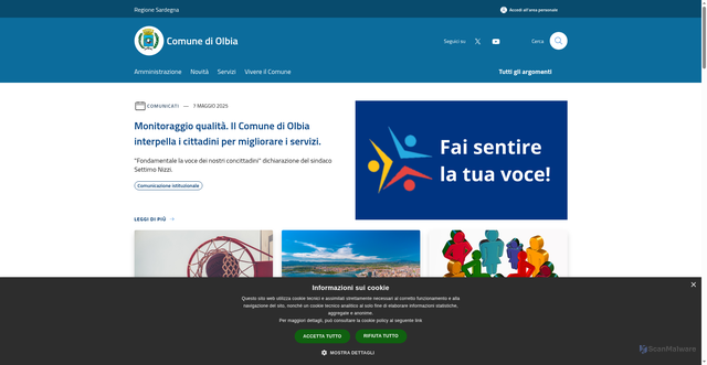 Security scan screenshot of https://www.comune.olbia.ot.it/it