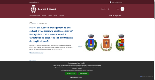 Security scan screenshot of https://www.comune.caccuri.kr.it