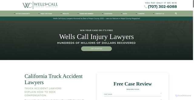 Security scan screenshot of https://www.wccbc.com/california-truck-accident-lawyer/