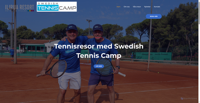 Security scan screenshot of https://swedishtenniscamp.se