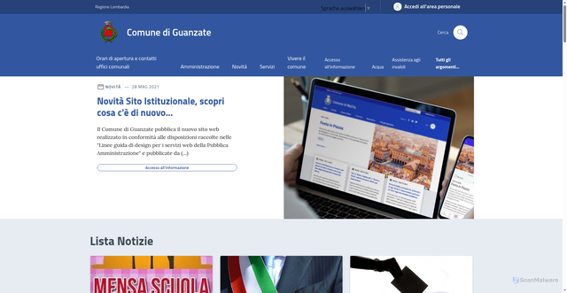 Security scan screenshot of https://www.comune.guanzate.co.it