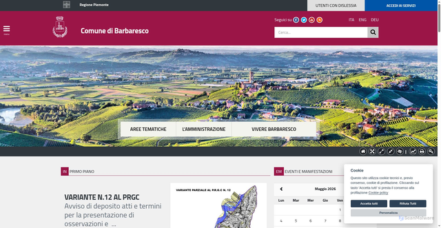 Security scan screenshot of https://www.comune.barbaresco.cn.it