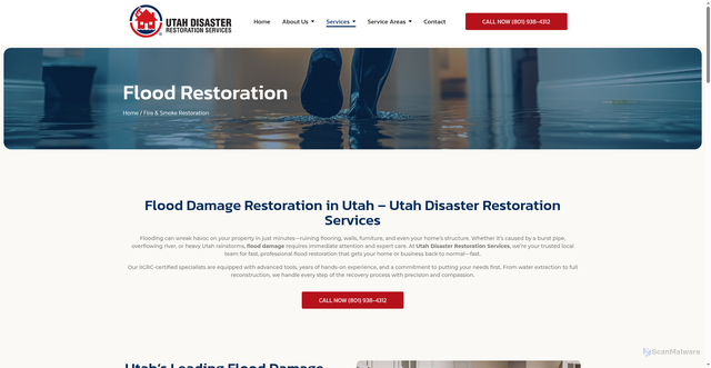 Security scan screenshot of https://www.utdrs.com/flood-restoration/