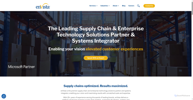 Security scan screenshot of https://envistacorp.com