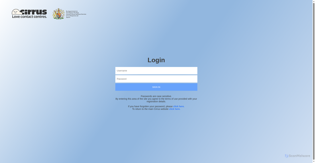 Security scan screenshot of https://login-b3c1doh1w4.cirrusresponse.com