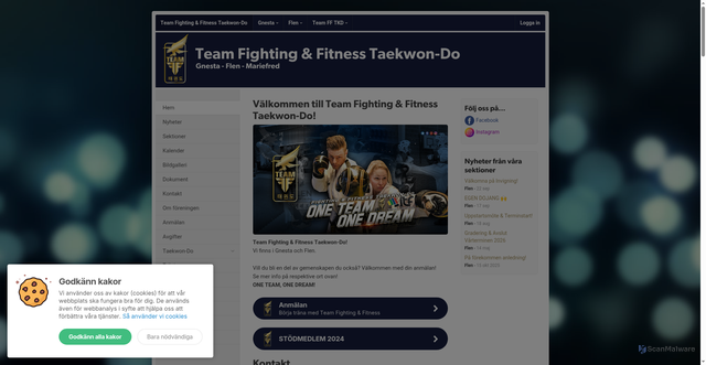 Security scan screenshot of https://itftaekwondo.nu