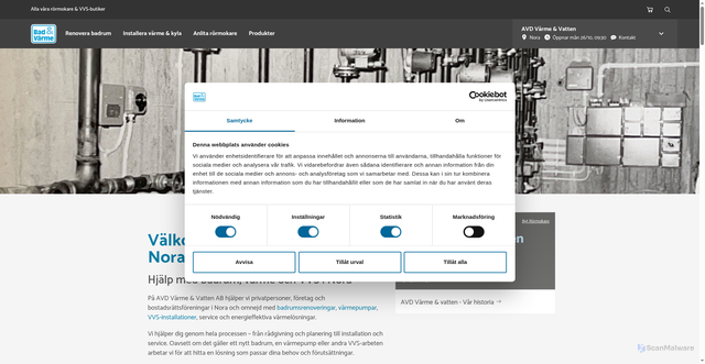 Security scan screenshot of https://avdnora.se