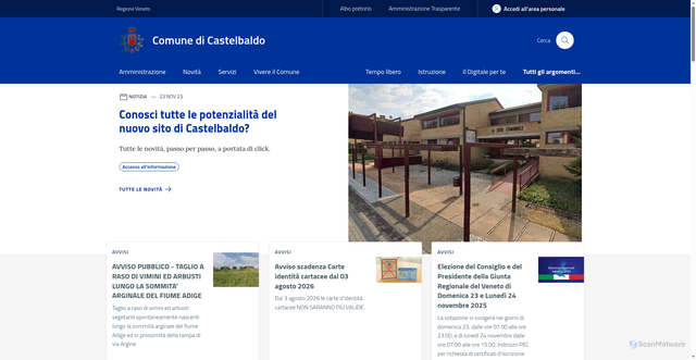 Security scan screenshot of https://www.comune.castelbaldo.pd.it/