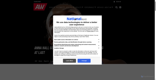 Security scan screenshot of https://athleticsweekly.com/news/anna-hall-gets-her-golden-moment-at-last-1040007765/