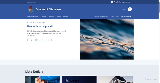 Security scan screenshot of https://www.comune.offanengo.cr.it