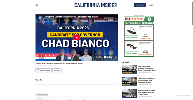 Security scan screenshot of https://californiainsider.com/california-news/videos/california-insider-show/talking-with-california-gubernatorial-candidate-chad-bianco-5995464