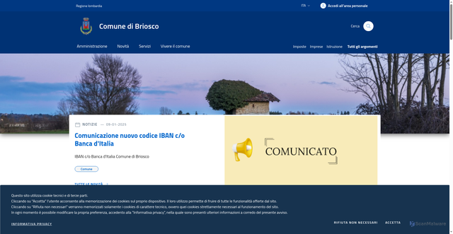 Security scan screenshot of https://www.comune.briosco.mb.it/