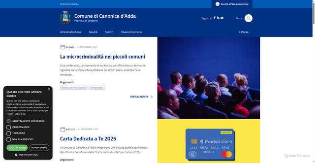 Security scan screenshot of https://www.comune.canonicadadda.bg.it/