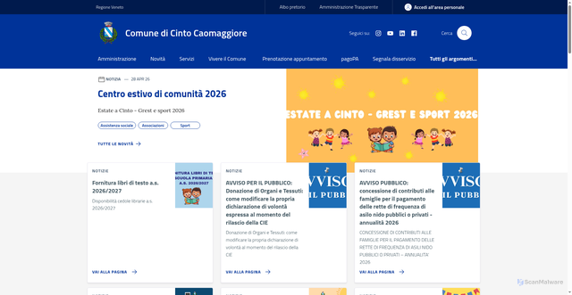Security scan screenshot of https://www.comune.cinto.ve.it