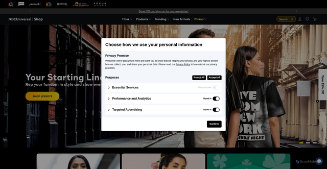 Security scan screenshot of https://nbcstore.com