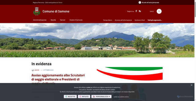 Security scan screenshot of https://www.comune.samone.to.it/it-it/home