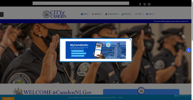Security scan screenshot of https://www.camdennj.gov/