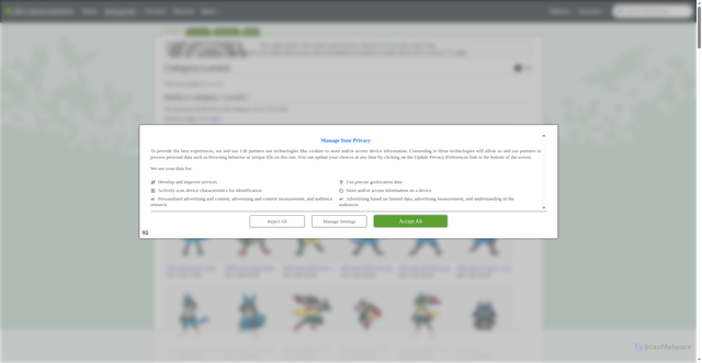 Security scan screenshot of https://archives.bulbagarden.net/wiki/Category:Lucario